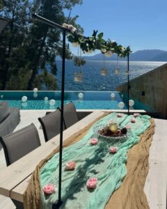 Celebration at the villas by the infinity pool